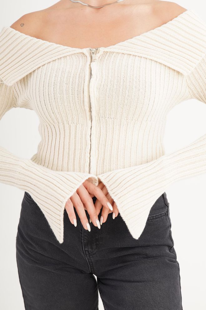 Lustrin Beige Slim Fit Sexy Casual Elegant Cardigan Wholesale Clothing 5