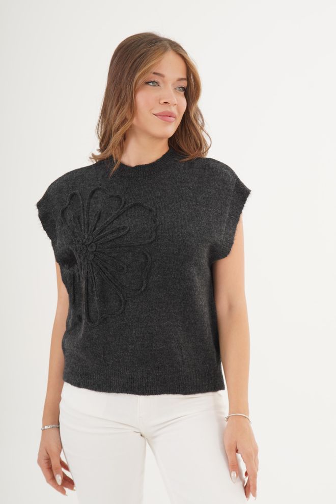 Lustrin Μαύρο Casual Κομψό Αμάνικο Μπλουζάκι Χονδρικό εμπόριο ενδυμάτων Casual