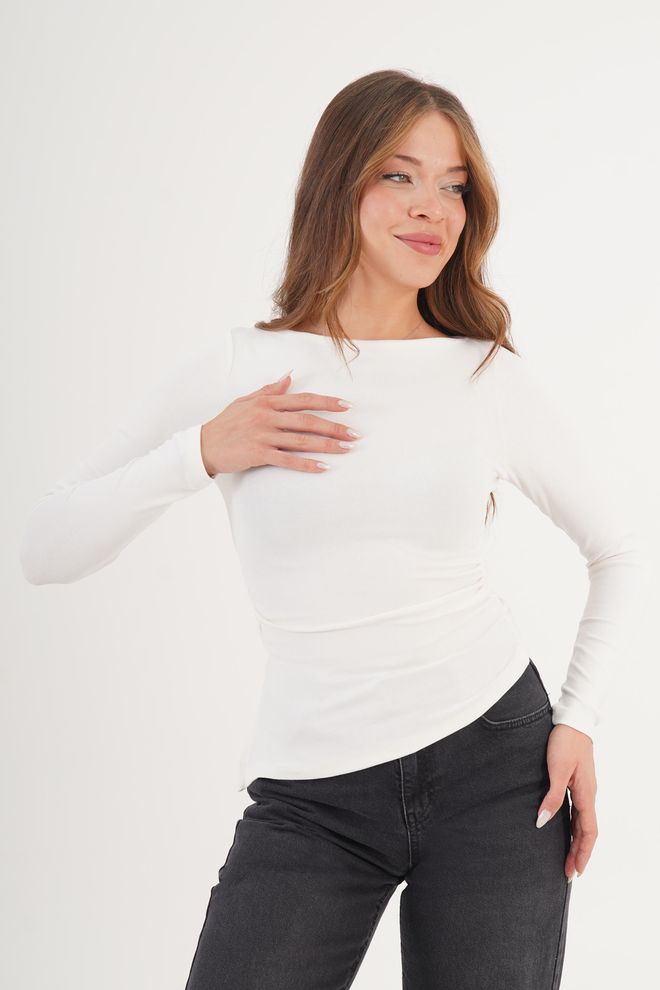 Lustrin Ασπρη Απλή Κομψή Casual Μπλούζα Χονδρικό εμπόριο ενδυμάτων Απλό