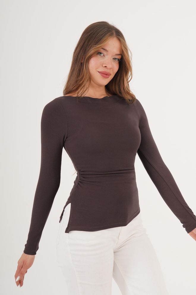Lustrin Καφέ Casual Κομψό Απλό Μπλούζα Χονδρικό εμπόριο ενδυμάτων Απλό