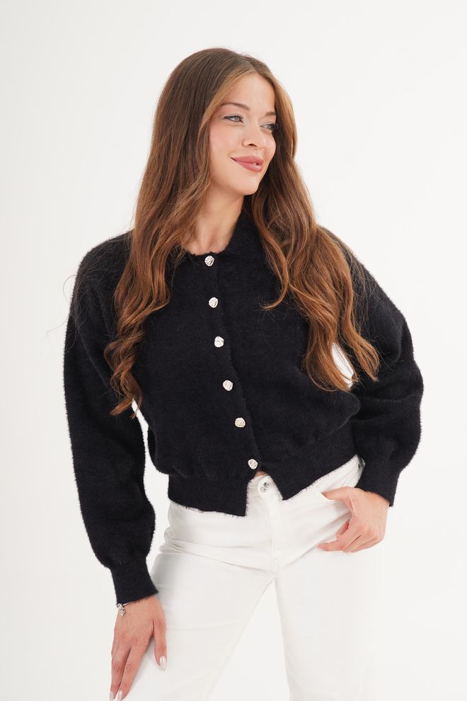 Lustrin Μαύρο Casual Κομψό Ζακέτα Χονδρικό εμπόριο ενδυμάτων Casual