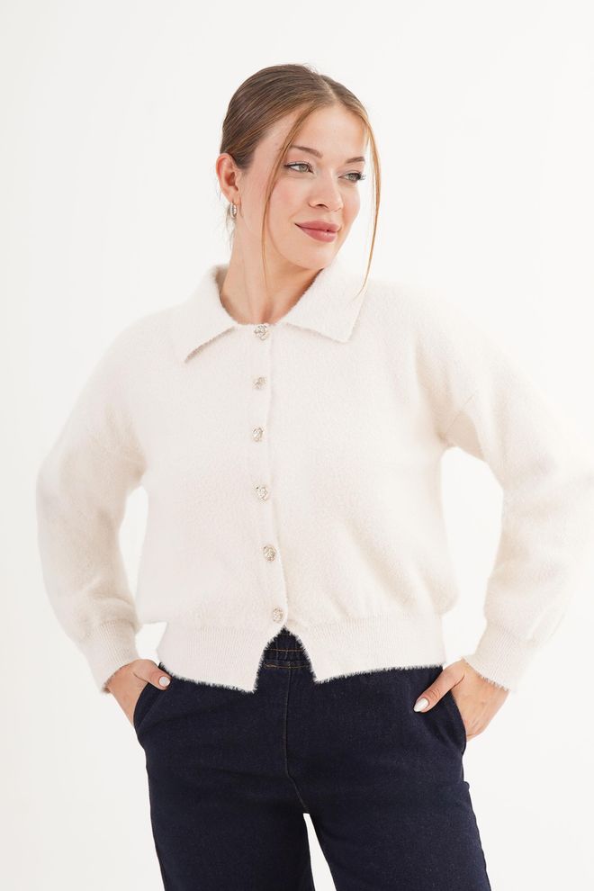 Lustrin Λευκή Casual Κομψό Preppy Ζακέτα Χονδρικό εμπόριο ενδυμάτων Casual