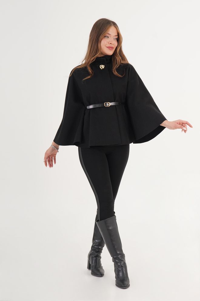 Lustrin Camisola Preta Com Decote Alto E Corte Regular Roupas por atacado Casual