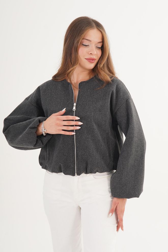 Lustrin Gri Bol Kalıp Shacket Ceket Toptan Giyim Gündelik