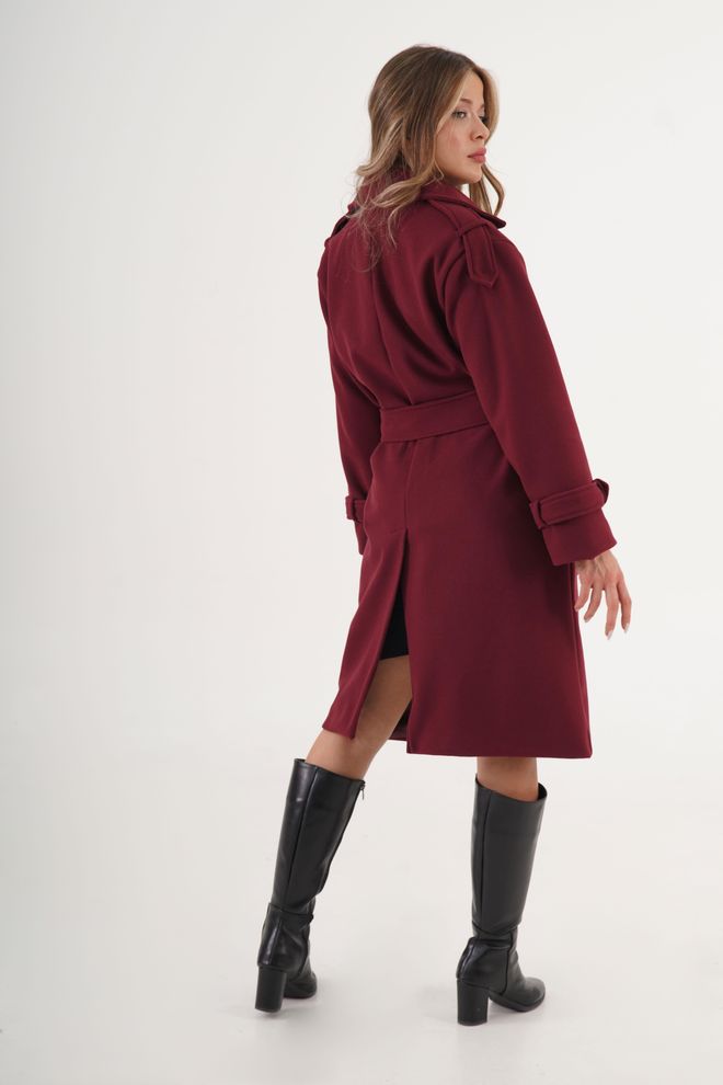 Lustrin Claret Red Elegant Single Breasted Coat Wholesale Clothing Birthday