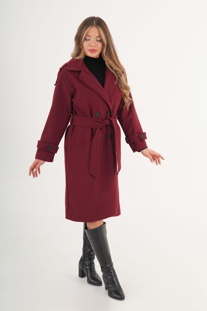 Lustrin Claret Red Elegant Single Breasted Coat Wholesale Clothing Fall