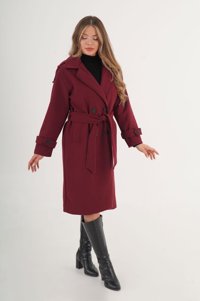 Lustrin Claret Red Elegant Single Breasted Coat Wholesale Clothing Work