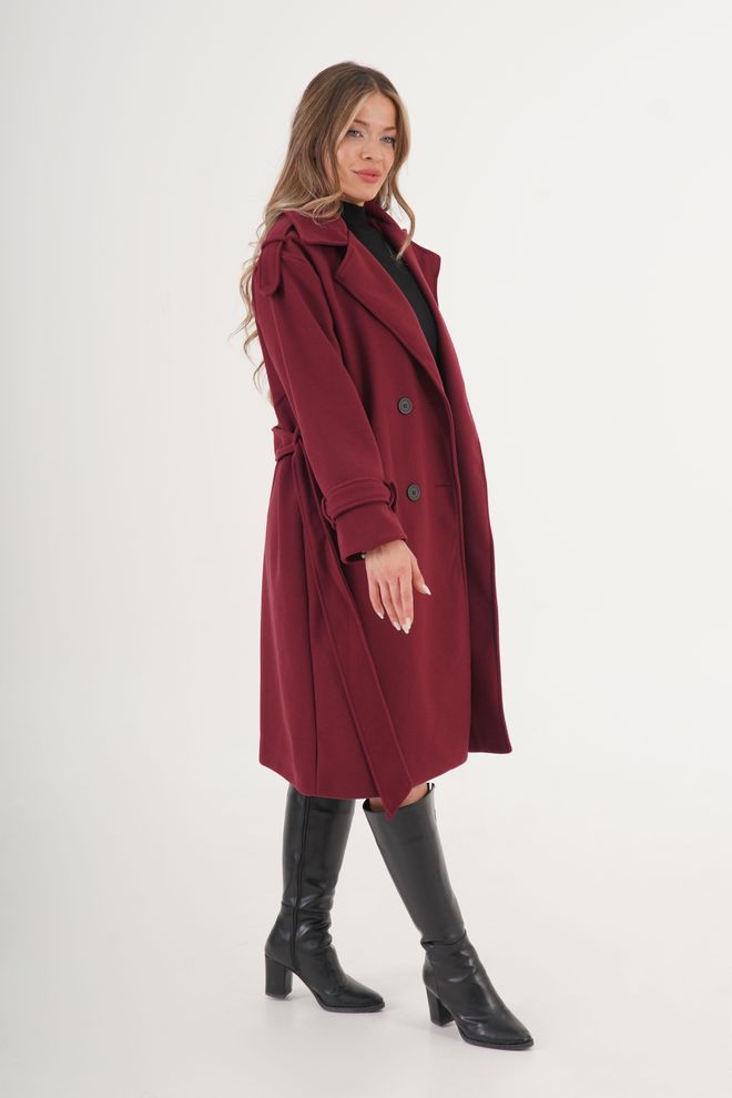 Lustrin Claret Red Elegant Single Breasted Coat Wholesale Clothing 1