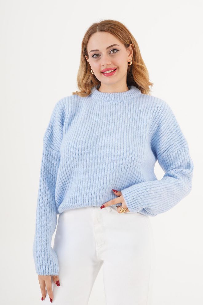 Lustrin Μπλε Casual Κομψό Απλό Πουλόβερ Χονδρικό εμπόριο ενδυμάτων Απλό