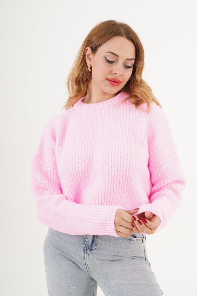 Lustrin Ροζ Πουλόβερ Σε Ανετη Oversized Γραμμή Χονδρικό εμπόριο ενδυμάτων Casual