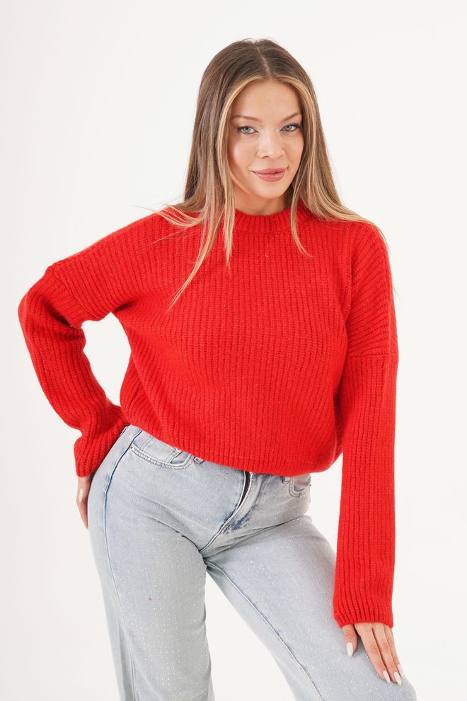 Lustrin Црвени Неформални Џемпер Оверсизед Фита Велепродаја одеће Неформалан