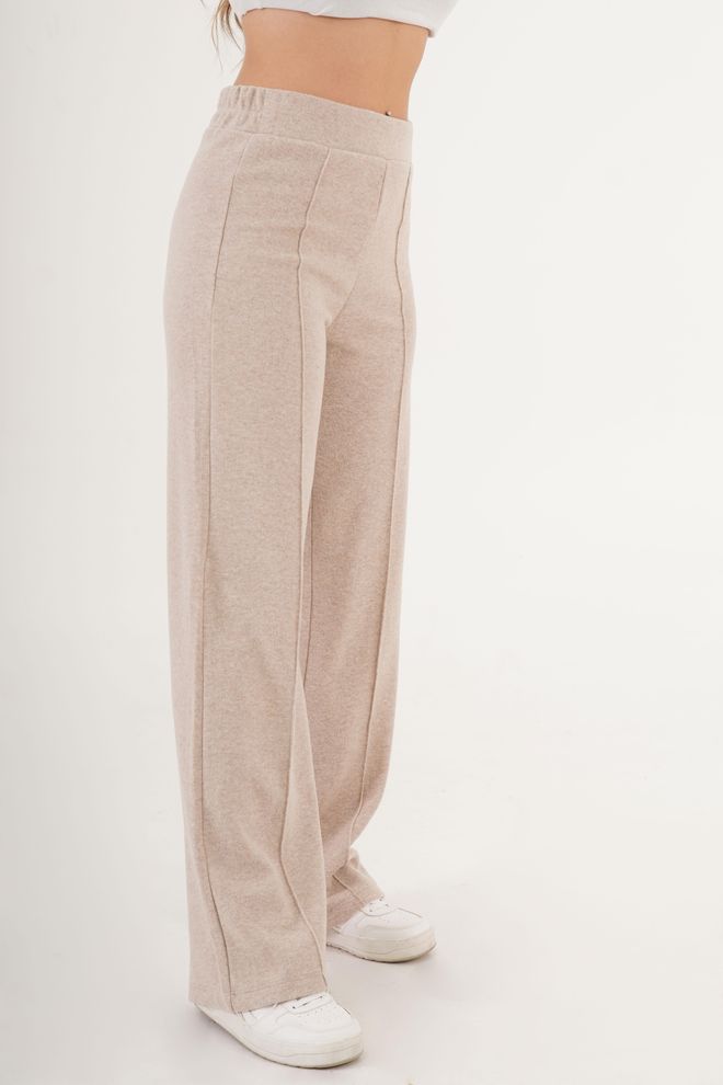 Lustrin Bej Casual Spor Palazzo Pantolon Toptan Giyim Gündelik