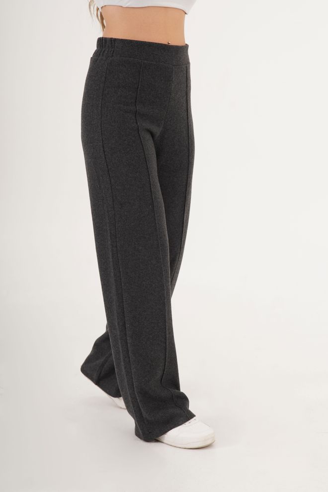 Lustrin Gri Gündelik Spor Palazzo Pantolon Toptan Giyim Gündelik