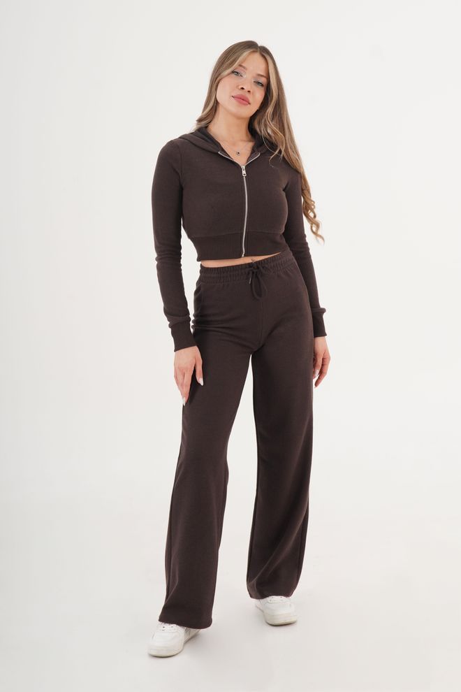 Lustrin Set Kahverengi Gündelik Spor Giyim Sokak Tarzı Toptan Giyim Gündelik