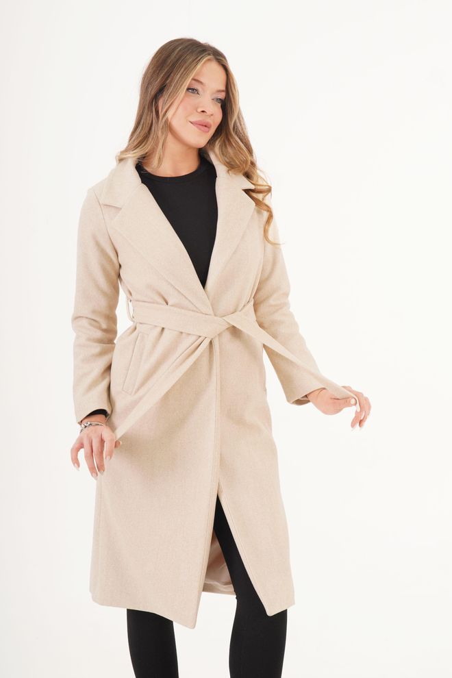 Lustrin Bej Anvelop Tek Düğmeli Kaban Toptan Giyim Gündelik