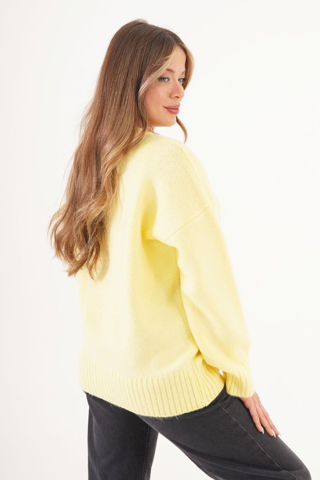 Lustrin Yellow Sweater With V Neck And Oversized Fit Wholesale Clothing 5
