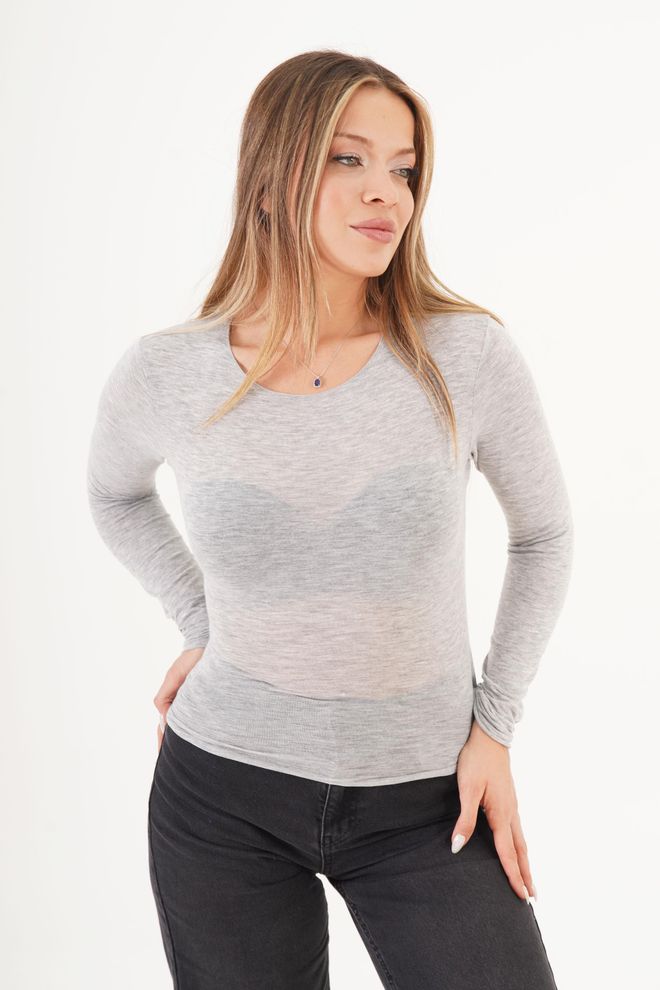 Lustrin Siva Ozka Bluza Ležerno Elegantno Skromno Oblačila na debelo Skromno