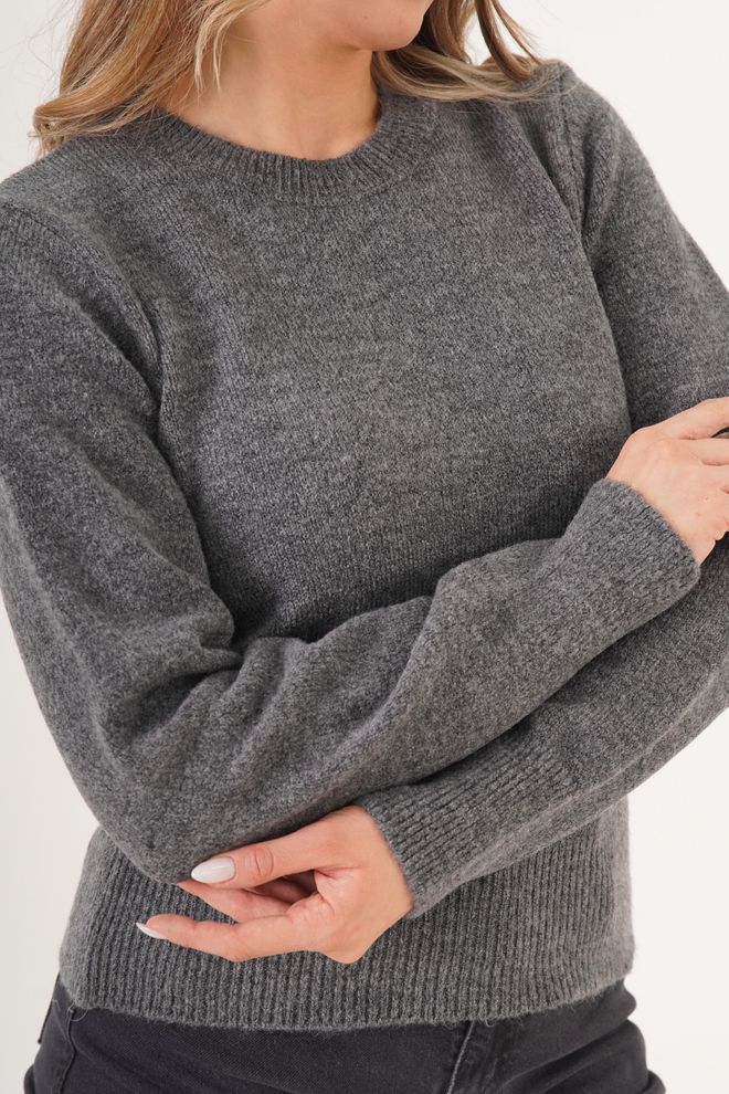 Lustrin Grey Casual Elegant Sweater Wholesale Clothing Lounge