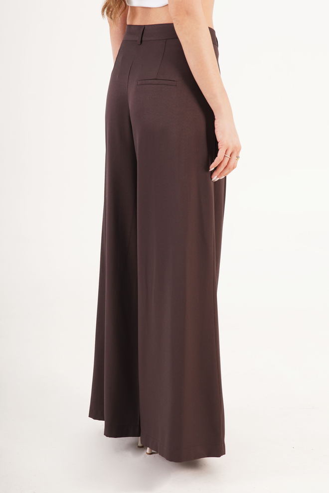 Lustrin Brown Formal Elegant Palazzo Pants Wholesale Clothing 1
