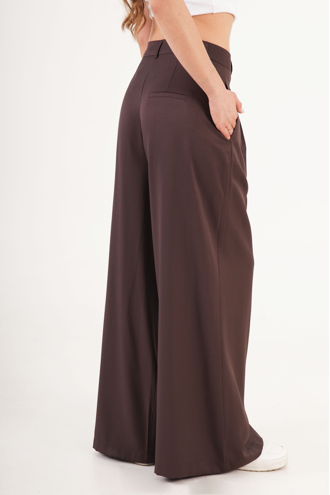 Lustrin Brown Formal Elegant Palazzo Pants Wholesale Clothing 5