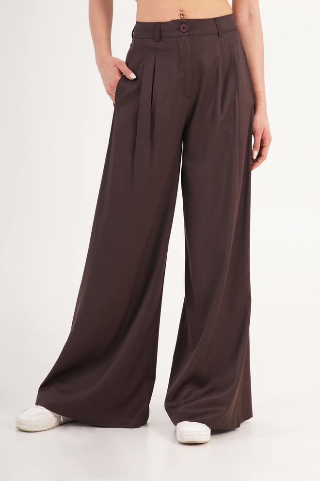 Lustrin Καφέ Επίσημο Κομψό Παντελόνι Palazzo Χονδρικό εμπόριο ενδυμάτων Επίσημο