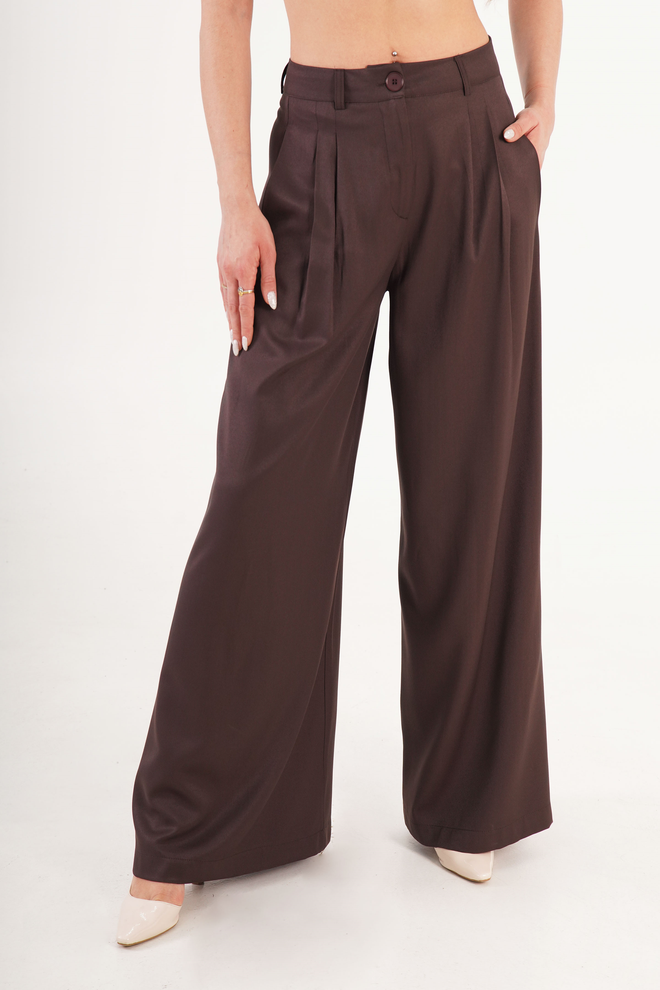 Lustrin Brown Formal Elegant Palazzo Pants Wholesale Clothing Work