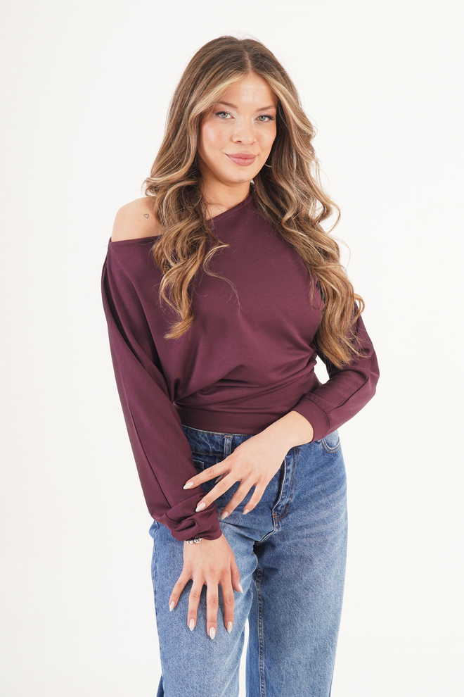 Lustrin Claret Red Blouse Wholesale Clothing 1