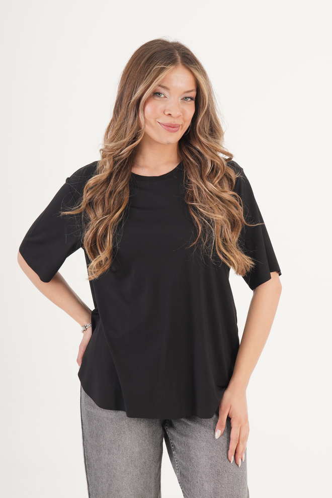 Lustrin Black Tshirt Casual Crew Neck Regular Fit Plain Wholesale Clothing Casual