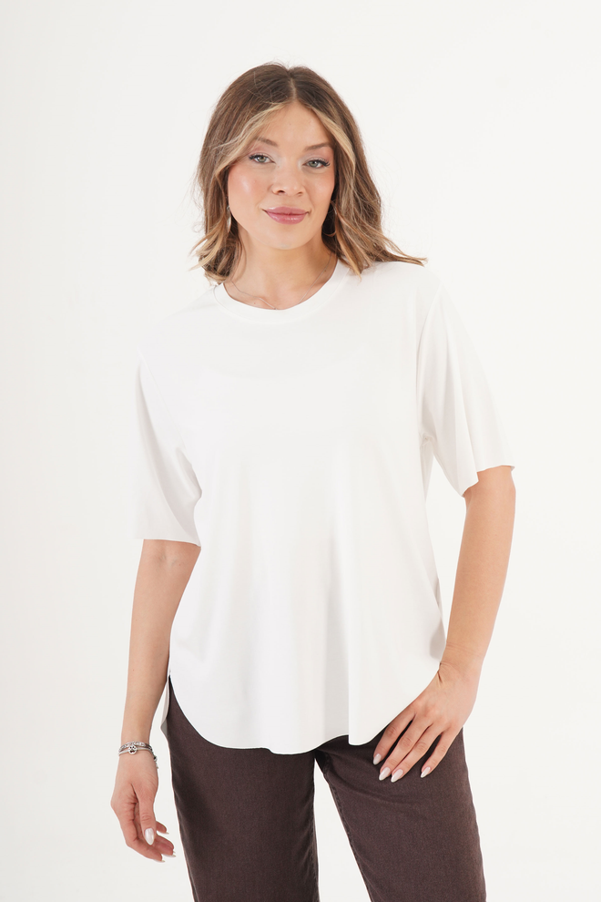 Lustrin White Casual Oversized Fit Tshirt Wholesale Clothing Lounge