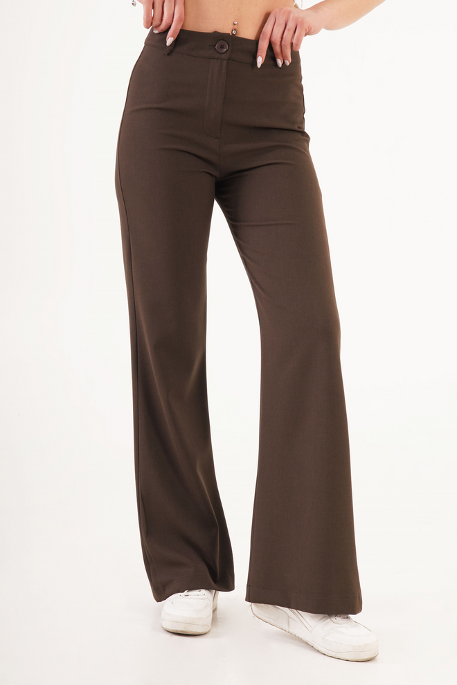 Lustrin Brown Flare Leg High Waist Tuxedo Pants Wholesale Clothing Work