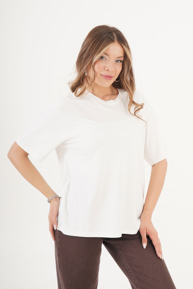 Lustrin White Tshirt Casual Streetwear Regular Fit Crew Neck Wholesale Clothing Beach