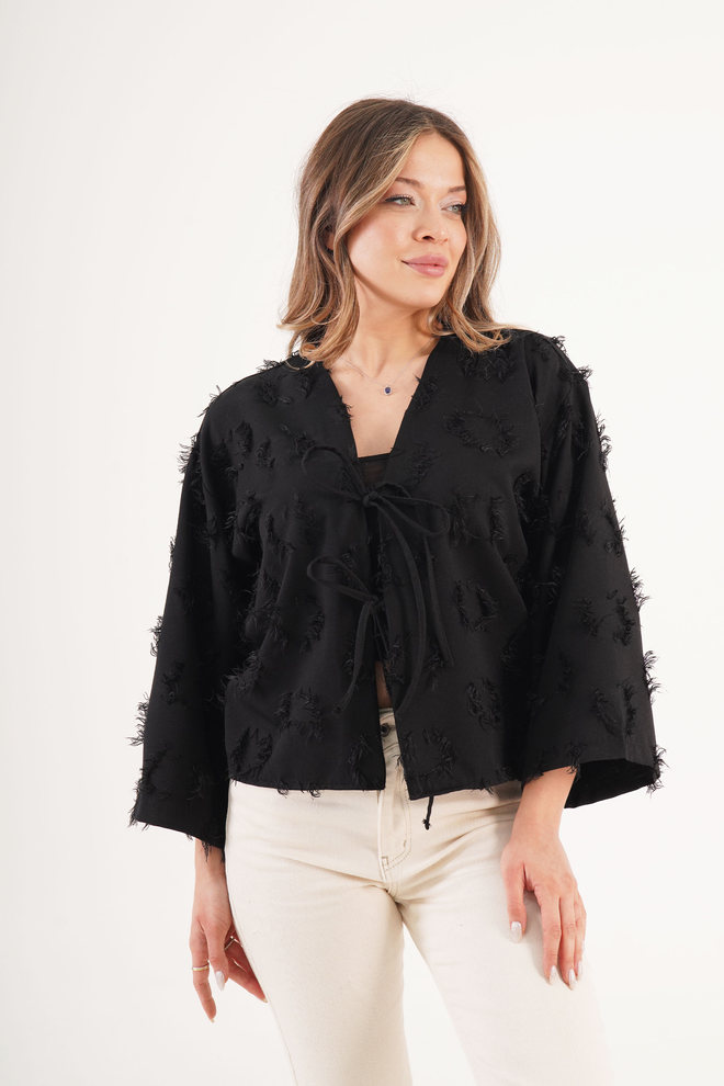 Lustrin Camisa Preta Casual Boho Elegante Roupas por atacado Casual