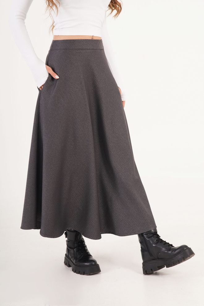 Lustrin Saia Cinzenta Alargada Maxi De Cintura Alta Roupas por atacado Casual