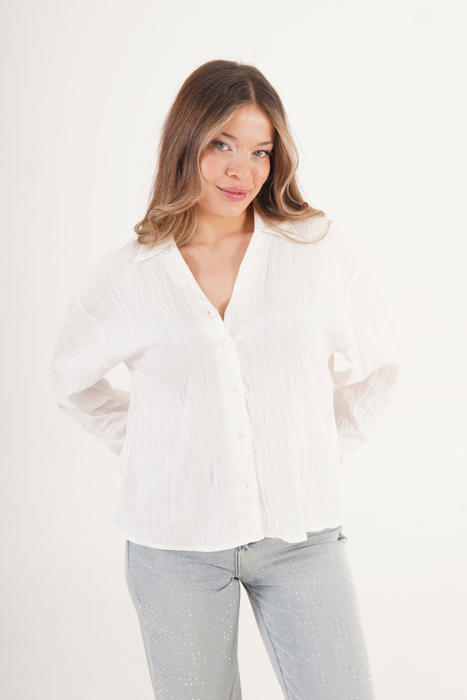 Lustrin Chemise Blanche Col En V Décontractée Élégante Formelle Vêtements en gros Décontracté