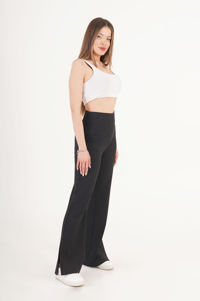 Lustrin Black Casual Elegant Tapered Carrot Pants Wholesale Clothing Work