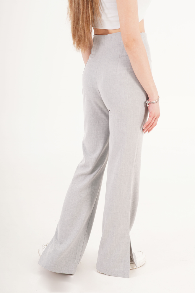 Lustrin Grey Elegant High Waist Tapered Pants Wholesale Clothing Formal