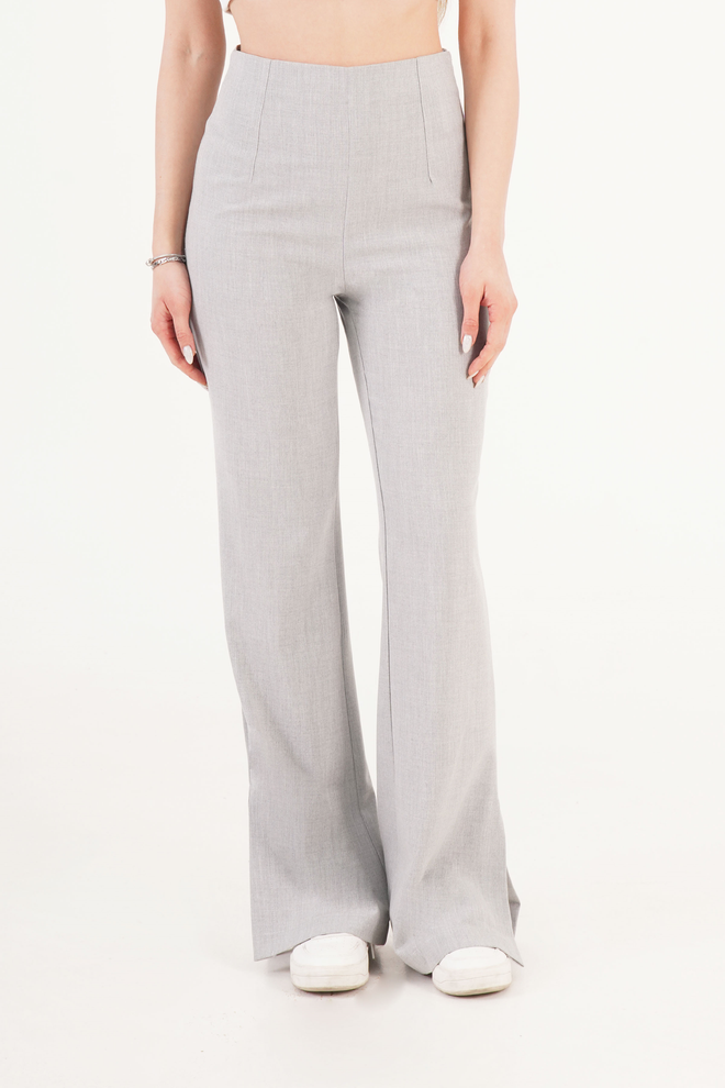 Lustrin Grey Elegant High Waist Tapered Pants Wholesale Clothing Work