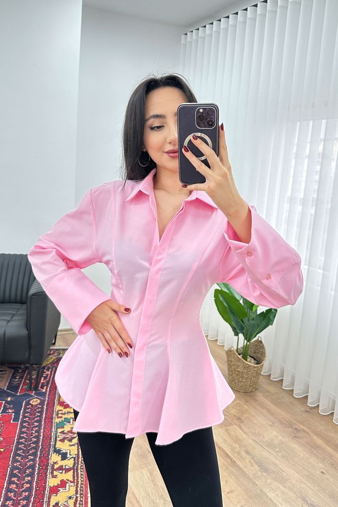 Lustrin Pink Elegant Formal Casual Shirt Wholesale Clothing 1