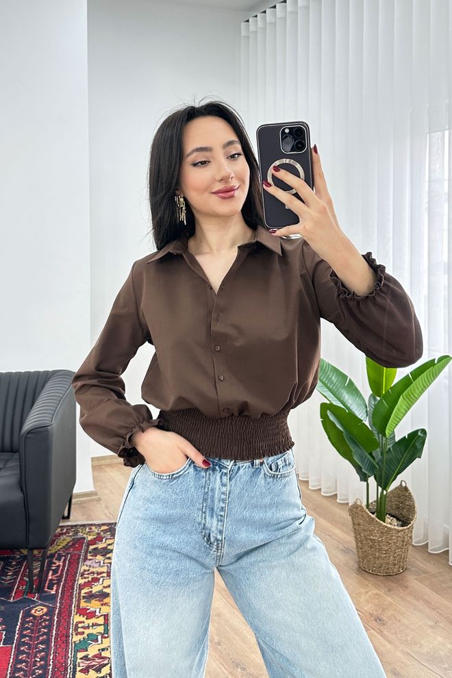 Lustrin Hnedá Neformálny Elegantný Formálny Vintage Retro Košeľa Veľkoobchod s oblečením Neformálny