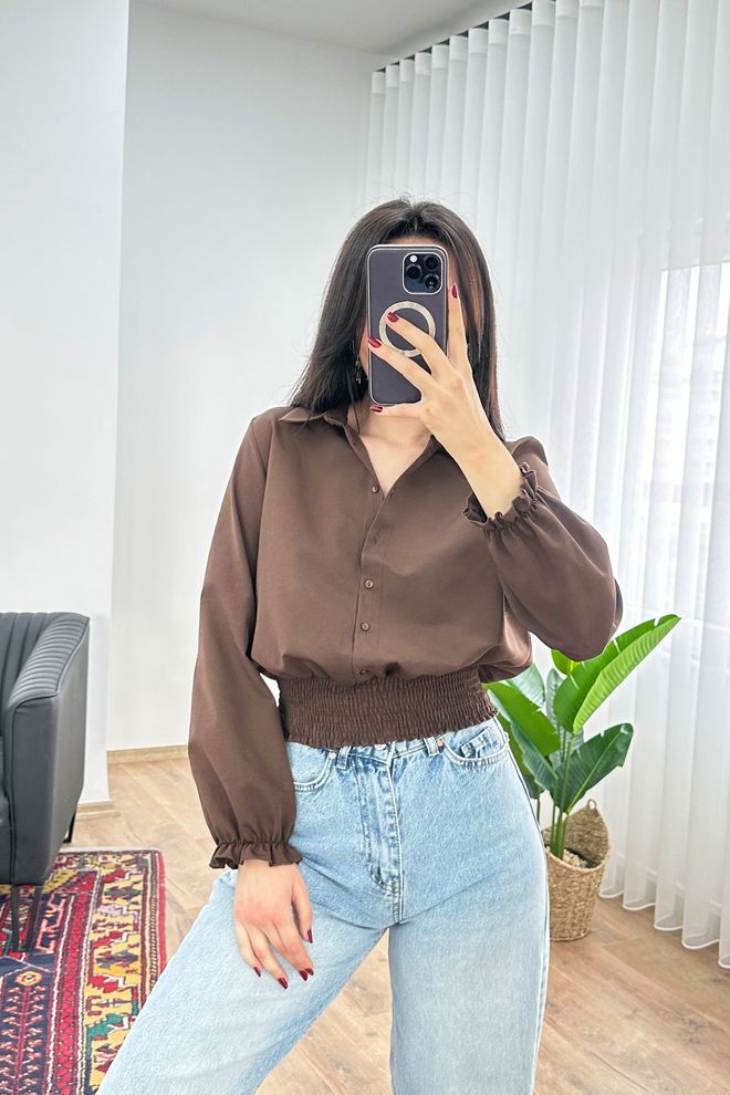 Lustrin Кафяв Небрежен Елегантен Официален Винтидж Ретро Риза Дрехи на едро Работа