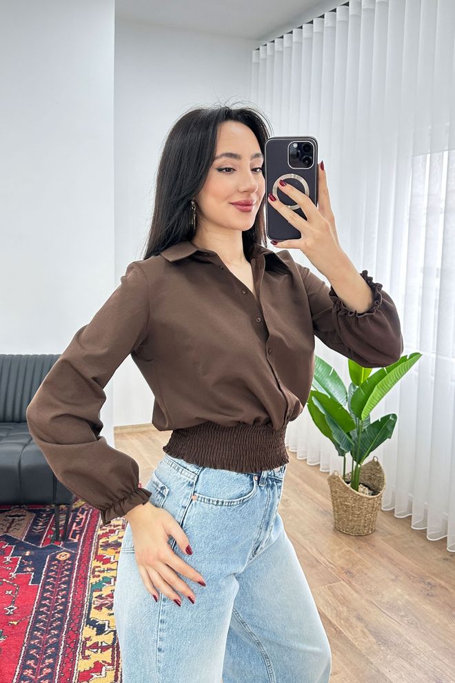 Lustrin Кафяв Небрежен Елегантен Официален Винтидж Ретро Риза Дрехи на едро 1