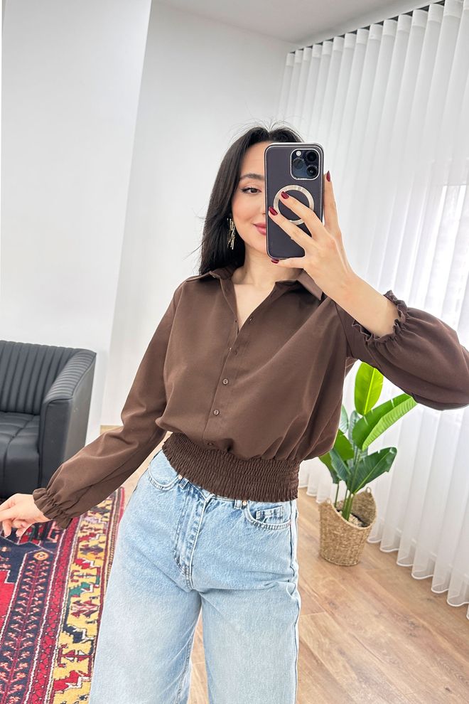 Lustrin Кафяв Небрежен Елегантен Официален Винтидж Ретро Риза Дрехи на едро Пролет