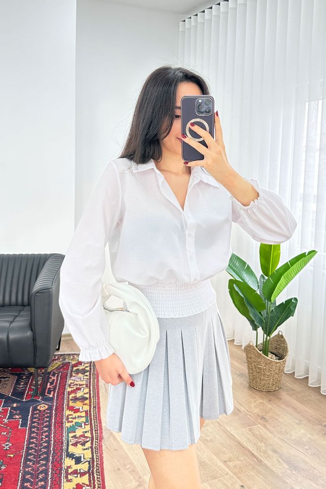 Lustrin White Shirt With Notched Neck And Buttoned Closure Wholesale Clothing Lounge