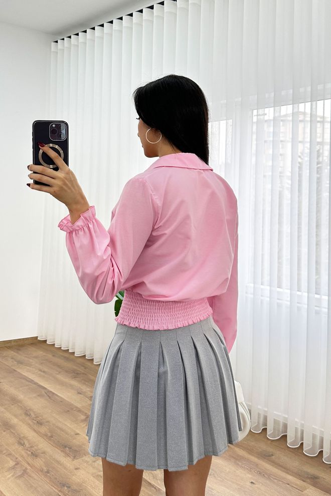 Lustrin Pink Casual Elegant Shirt With Notched Neck Wholesale Clothing Lounge