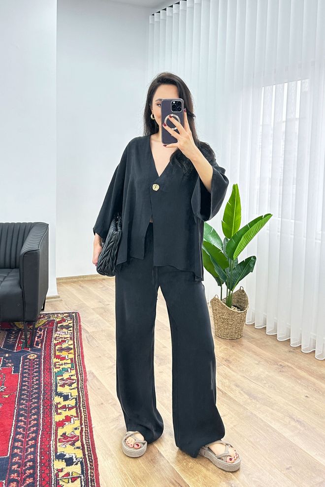 Lustrin Súprava Čierna Elegantná Oversized Palazzo Veľkoobchod s oblečením Skromný