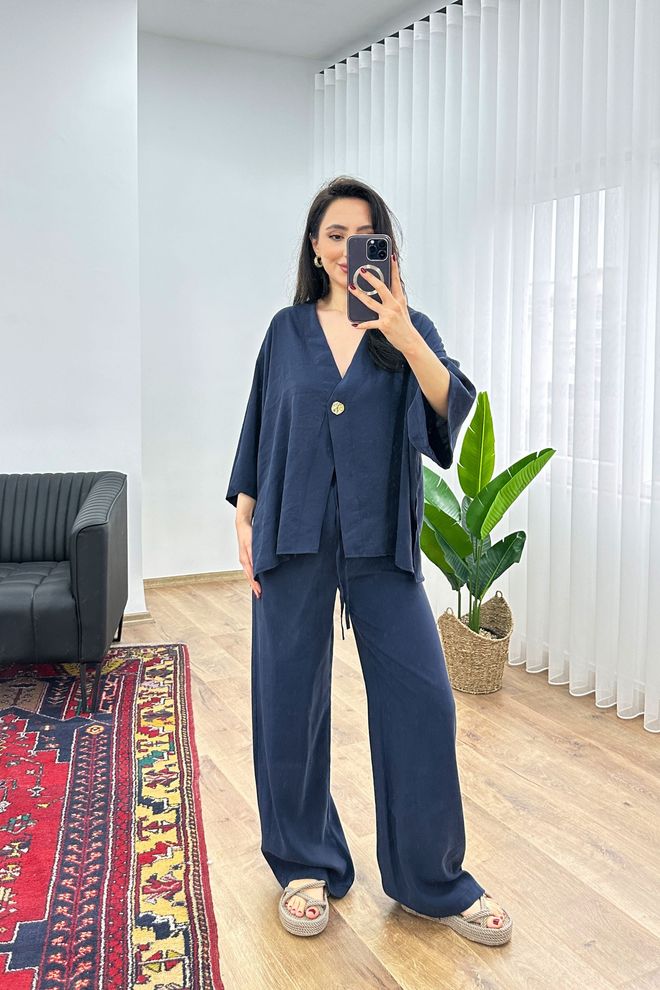 Lustrin Σετ Μπλε Μαρέν Casual Κομψό Απλό Χονδρικό εμπόριο ενδυμάτων Απλό