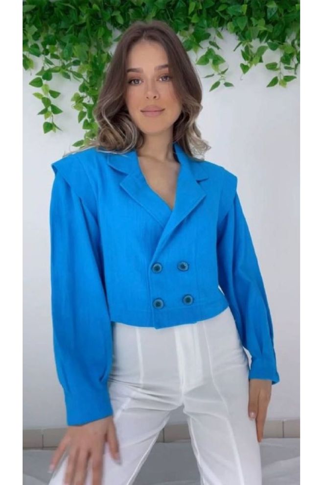 Maxi Modena Γυναικείο Λινό Μπουφάν Εποχιακό Χωρίς Φόδρα Με Δύο Κουμπιά Χονδρικό εμπόριο ενδυμάτων Επίσημο