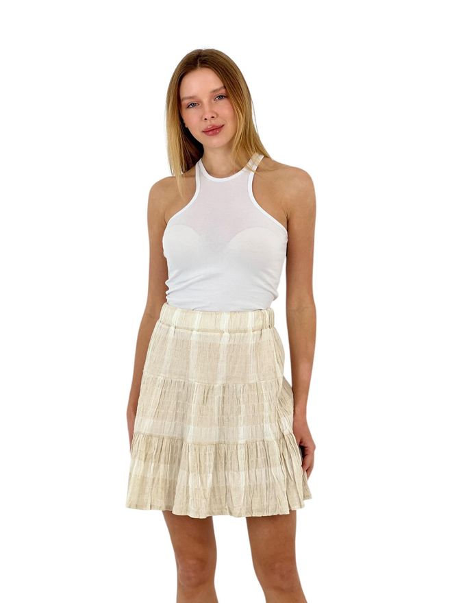 MISS POEM Gonna Plissettata In Lino Abbigliamento all'ingrosso Casuale