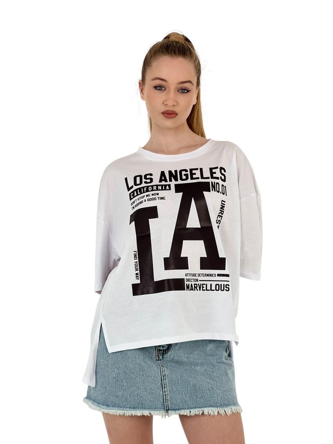 MISS POEM La Printed T Shirt — Black & White Wholesale Clothing Birthday