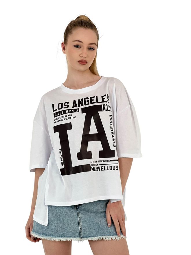 MISS POEM La Printed T Shirt — Black & White Wholesale Clothing 4